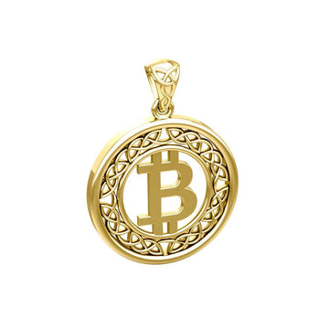 Celtic Bitcoin 14 K Solid Gold Small Pendant GPD5864 - Jewelry